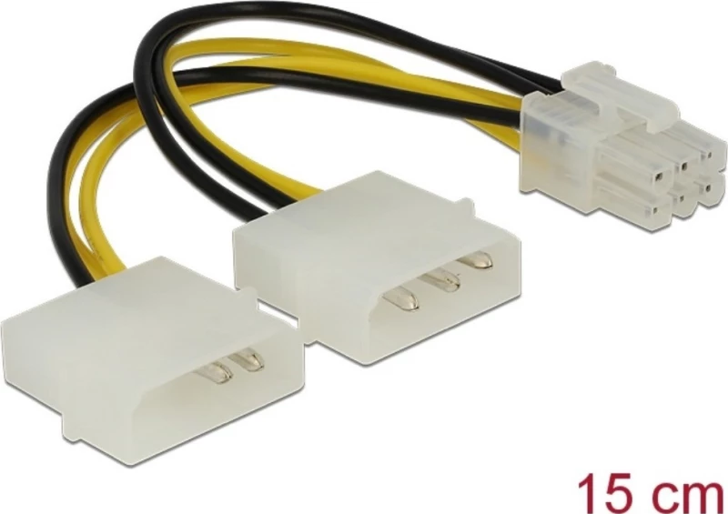 DeLock 6-Pin PCIe male - 4-Pin Molex male Cable 0.15m (82315)