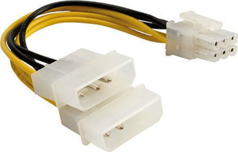 DeLock 6-Pin PCIe male - 4-Pin Molex male Cable 0.15m (82315)