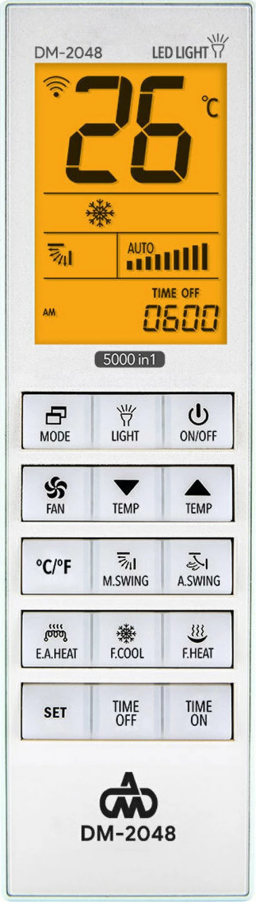 DM-2048 Universal Τηλεκοντρόλ Κλιματισμού Με Φωτιζόμενη Οθόνη