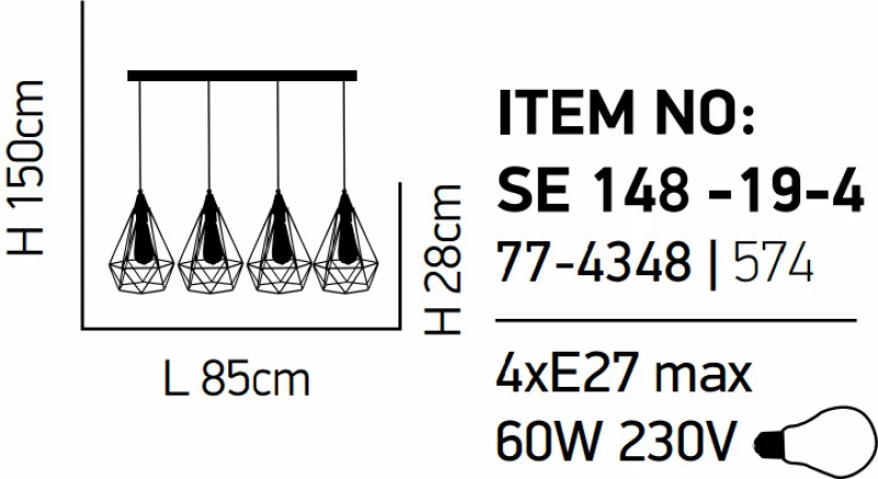 Home Lighting Κρεμαστό Φωτιστικό Μοντέρνο Πολύφωτο Μαύρο