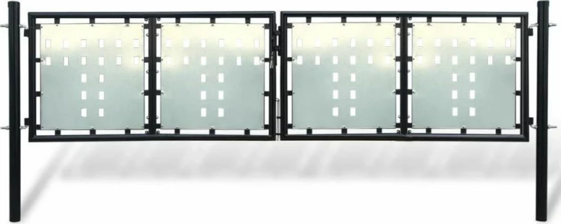 vidaXL Πόρτα Περίφραξης Διπλή Μαύρη 150x300cm 141691
