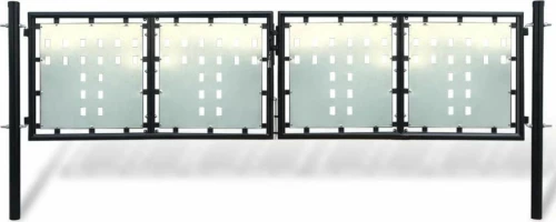 vidaXL Πόρτα Περίφραξης Διπλή Μαύρη 150x300cm 141691