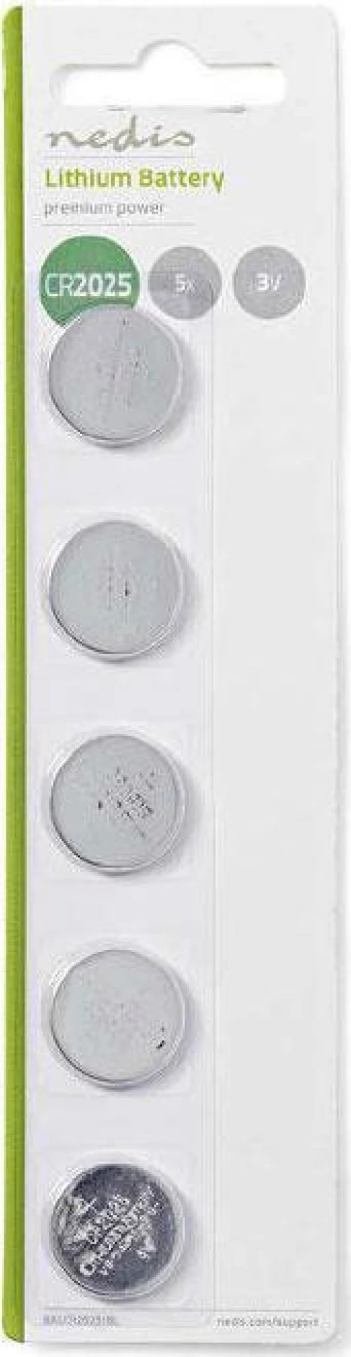 Nedis Balcr20255Bl Lithium Button Cell Battery Cr2025, 3 V, 5 Pieces, Blister Nedis
