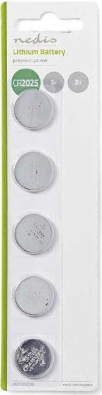 Nedis Balcr20255Bl Lithium Button Cell Battery Cr2025, 3 V, 5 Pieces, Blister Nedis