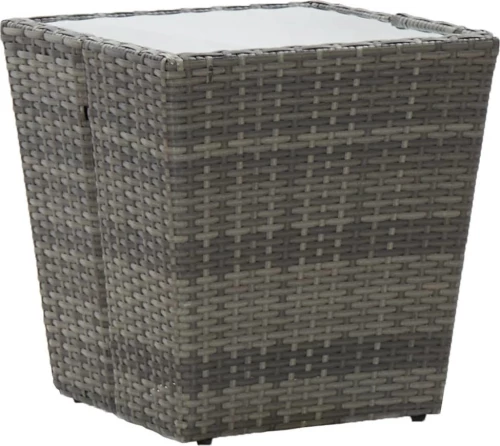 Τραπέζι Βοηθητικό Γκρι 41,5x41,5x43 εκ. Συνθ.Ρατάν/Ψημένο Γυαλί
