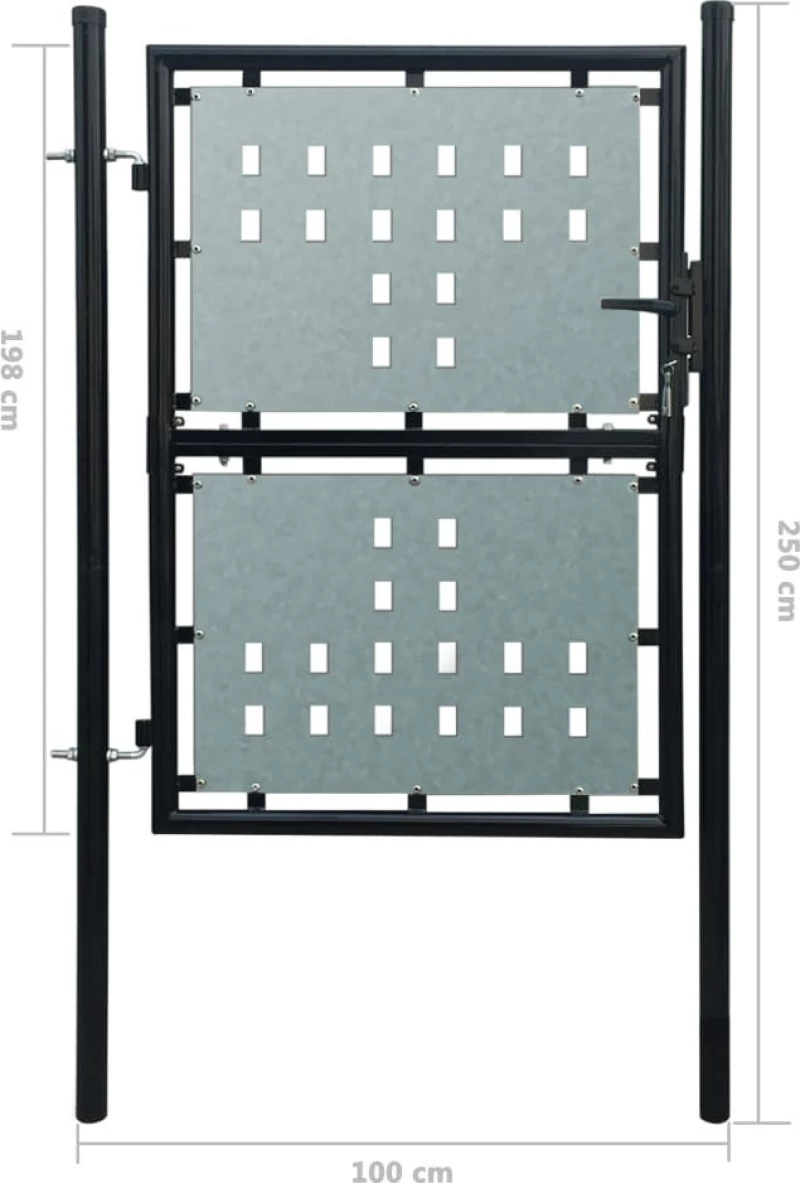 vidaXL Πόρτα Περίφραξης Μονή Μαύρη 100 x 250 cm 250x250cm 141689