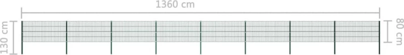 vidaXL Πάνελ Περίφραξης με Στύλους Πράσινο 80x1360cm 278611