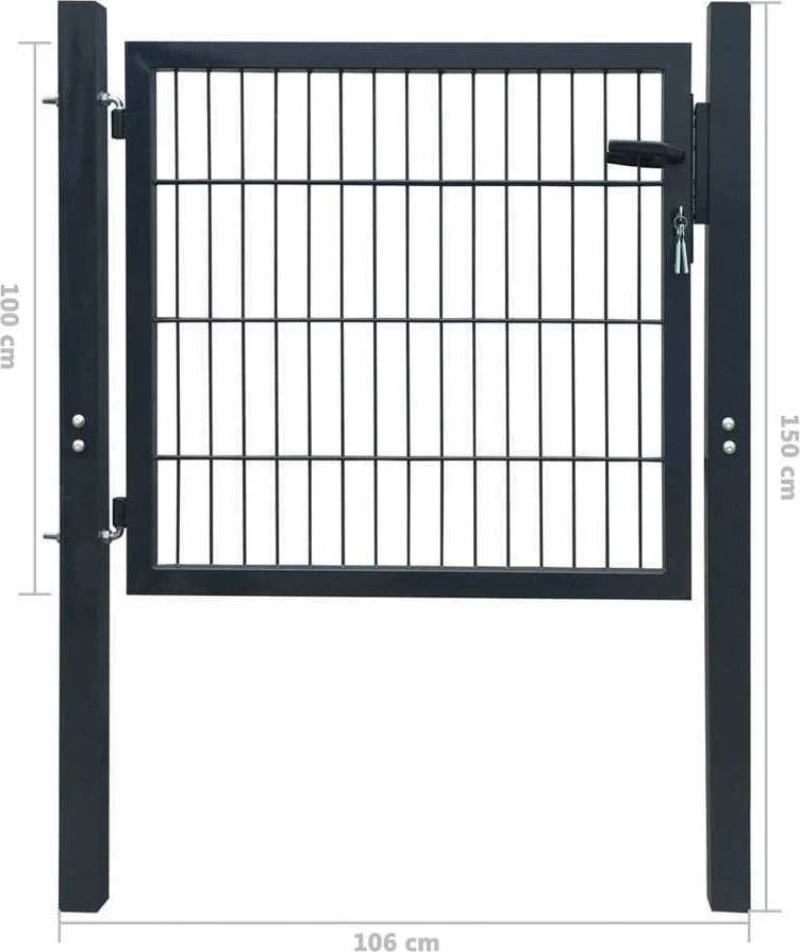 vidaXL Πόρτα Περίφραξης Ανθρακί 150x103cm 142026