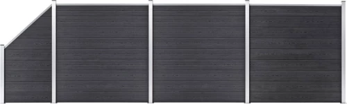 vidaXL Περίφραξης 3 Τετράγωνα + 1 Κεκλιμένο Γκρι WPC 186x619cm 3053235