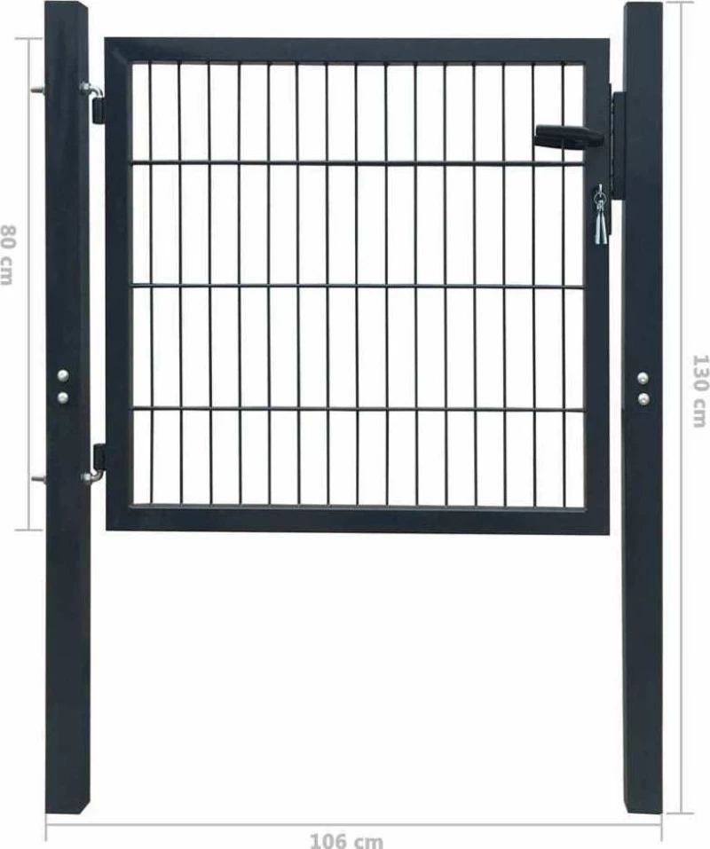 vidaXL Πόρτα Περίφραξης Ανθρακί 130x106cm 141740