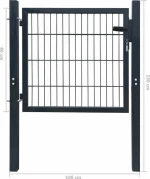 vidaXL Πόρτα Περίφραξης Ανθρακί 130x106cm 141740