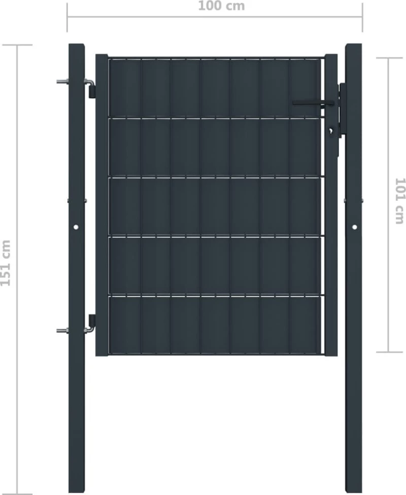 vidaXL Πόρτα Περίφραξης Ανθρακί Ατσάλινη 101x100cm 145233