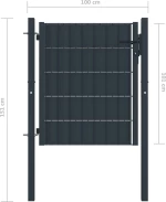 vidaXL Πόρτα Περίφραξης Ανθρακί Ατσάλινη 101x100cm 145233