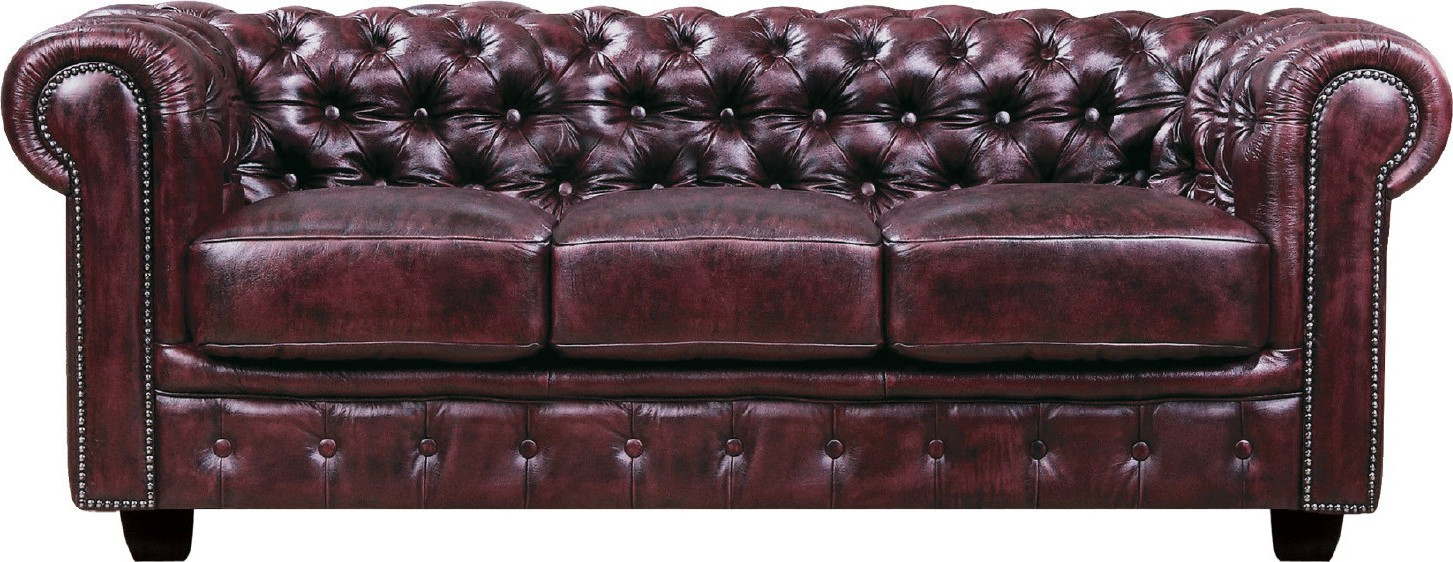 Chesterfield τ.689 Τριθέσιος Καναπές Γνήσιο Δέρμα 201x92εκ.