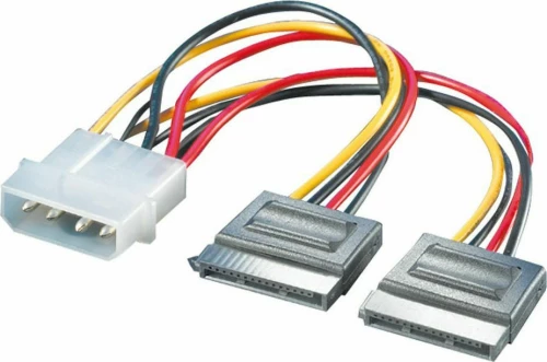 Roline 4-Pin Molex - 2x 15-Pin Sata Cable 0.12m (11.03.1050)