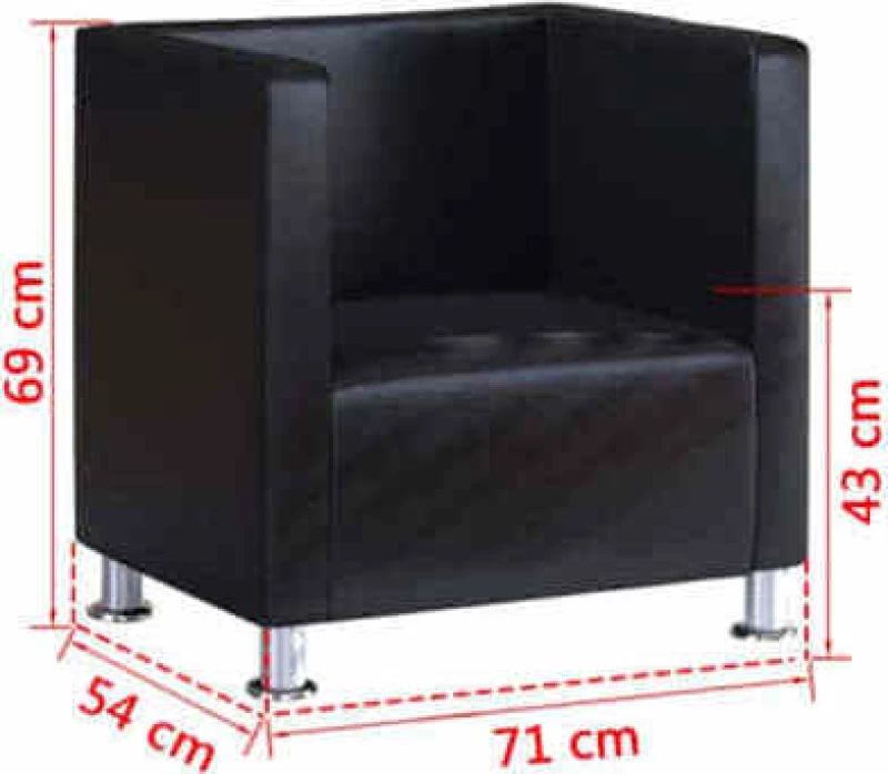 vidaXL Πολυθρόνα Cube Μαύρη από Συνθετικό Δέρμα