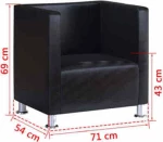 vidaXL Πολυθρόνα Cube Μαύρη από Συνθετικό Δέρμα