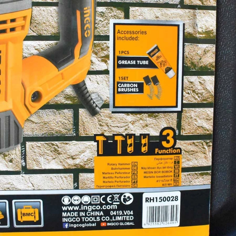 Ingco RH150028 Κρουστικό Σκαπτικό Ρεύματος 1500W με SDS Plus