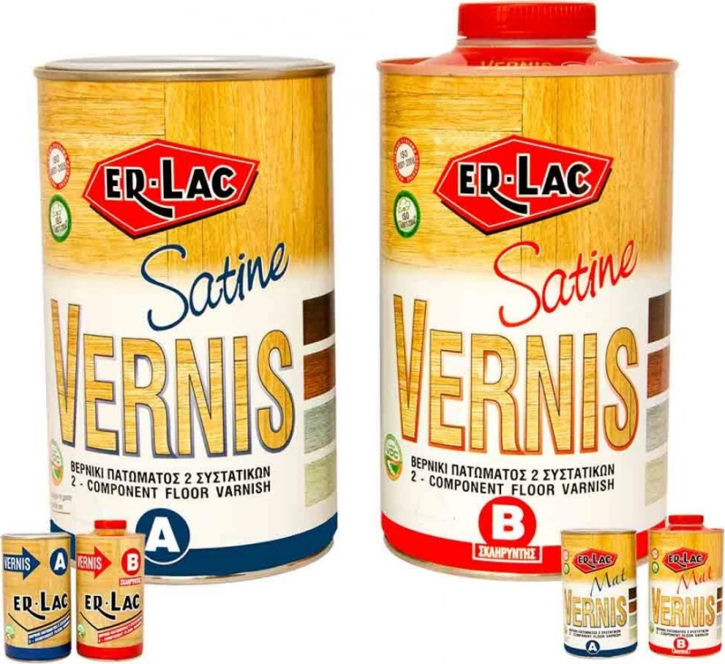 ER-LAC Βερνίκι Πατώματος Δυο Συστατικών Vernis Σατινέ 1lt + 1lt