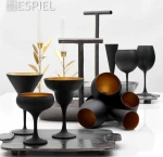 Espiel Ποτήρι Martini Maya Μαύρο-Χρυσό Ματ Γυάλινο 250ml 6τμχ