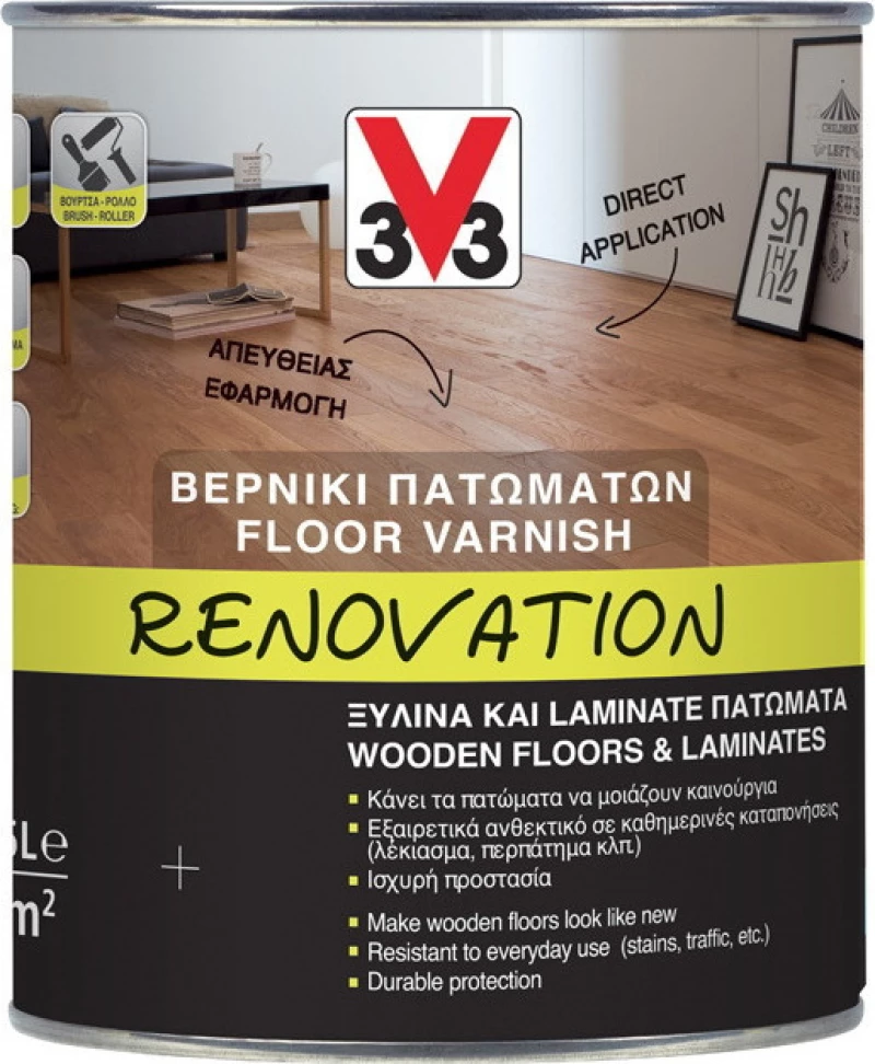 V33 Βερνίκι Renovation 0.75lt Διάφανο Σατινέ
