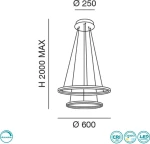 Fabas Luce Giotto 3508-45-101 Black Κρεμαστό Φωτιστικό Μοντέρνο LED Μαύρο