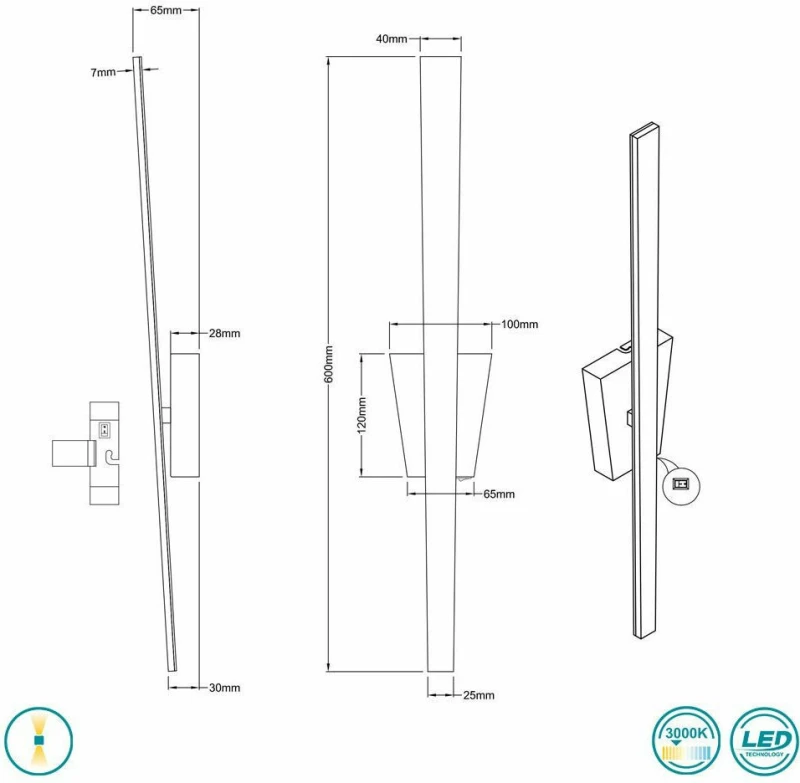 Trio Lighting Zita Φωτιστικό Τοίχου Μαύρο