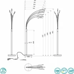 Trio Lighting Reed Φωτιστικό Δαπέδου Ασημί με Ύψος 195.5cm Νίκελ Ματ