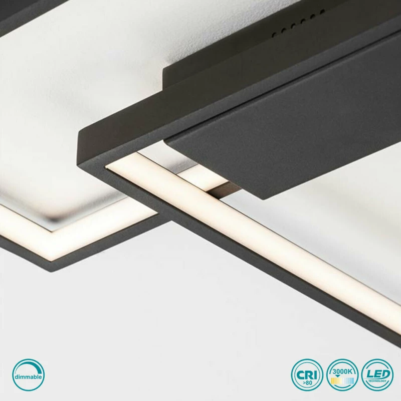 Sole Luce Madrid Πλαφονιέρα Οροφής Μαύρη από Μέταλλο LED 3000K
