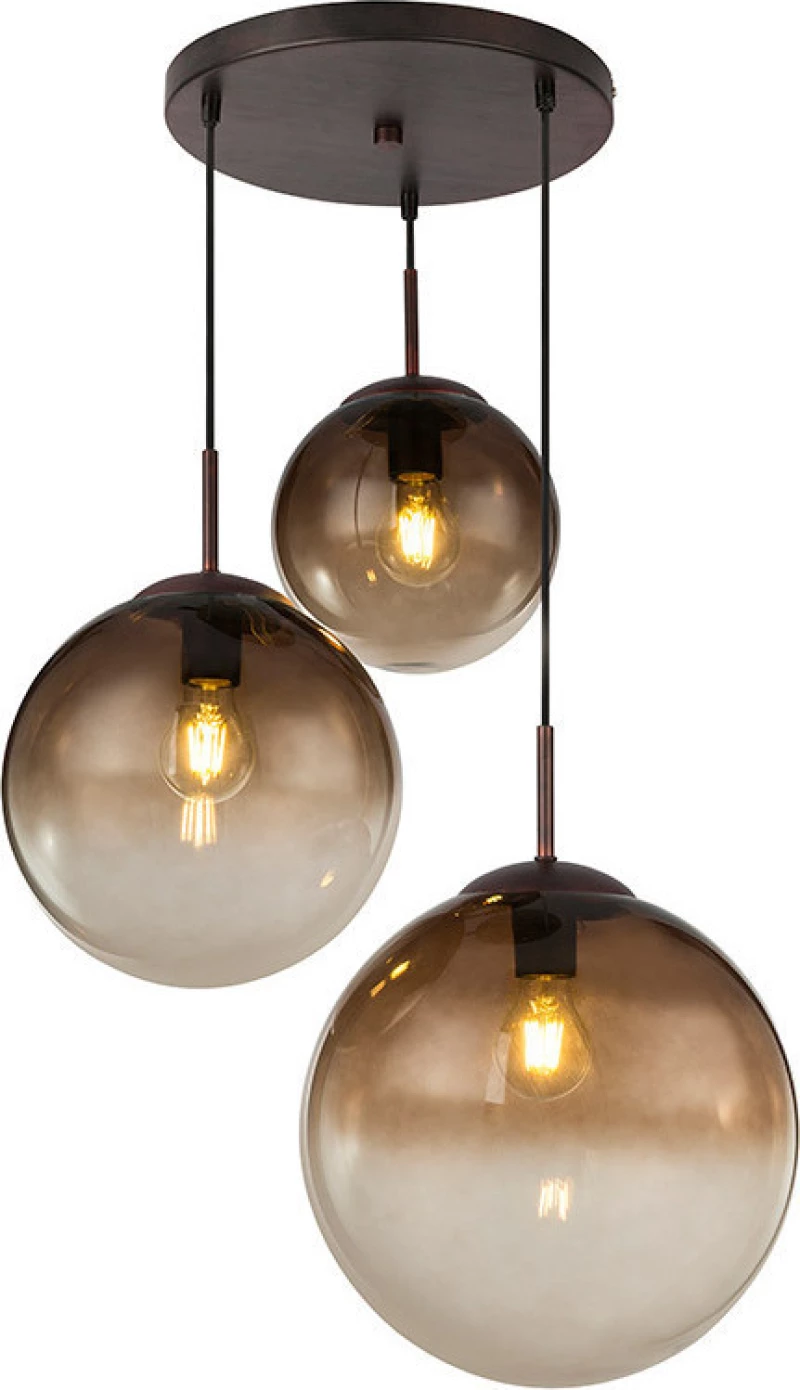 Globo Lighting Varus Κρεμαστό Φωτιστικό Μοντέρνο Τρίφωτο Καφέ