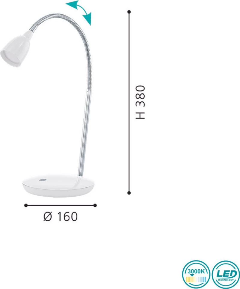 Φωτιστικό Γραφείου Led Durengo 93078 White Eglo