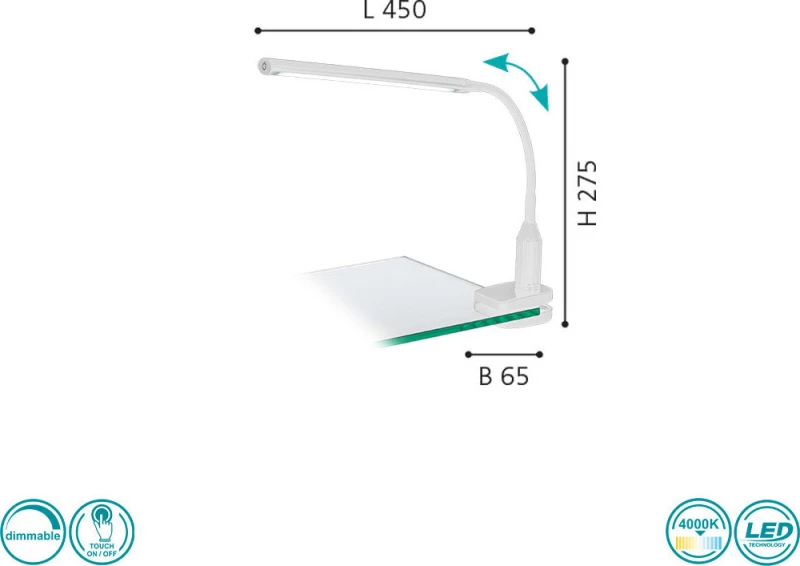 Φωτιστικό Γραφείου Led Laroa 96434 White Eglo