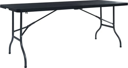 Τραπέζι Κήπου Πτυσσόμ. Μαύρο 180x75x72 εκ. HDPE Απομίμηση Ρατάν