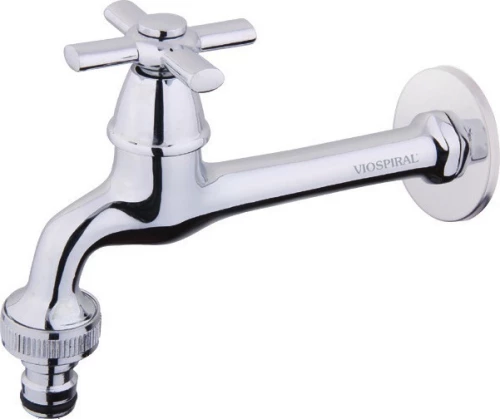Viospiral Κάνουλα 1/2" Χρωμέ Μακρύλαιμη Μισόστροφη με Ροζέτα 39-2625