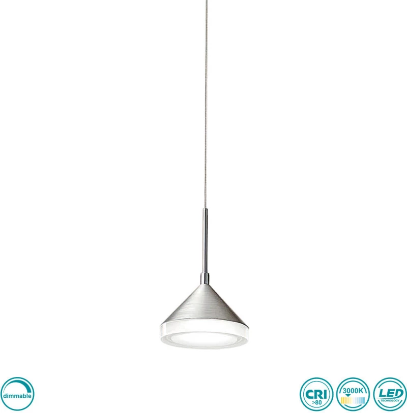 Fabas Luce Isabella Κρεμαστό Φωτιστικό Μοντέρνο Μονόφωτο Ασημί