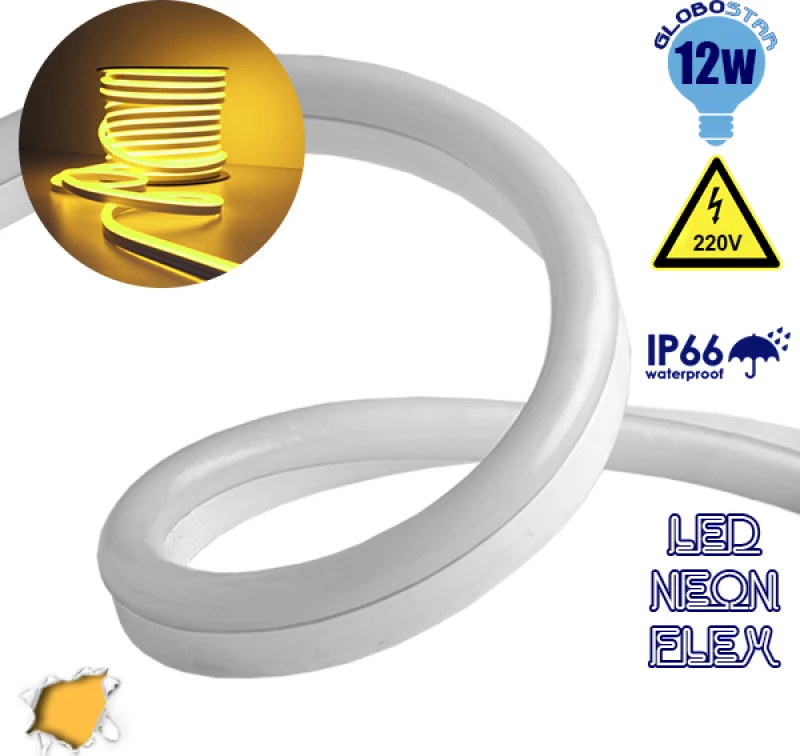 Αδιάβροχη Ταινία Neon Flex LED Πορτοκαλί 1m Neon Flex 220V GloboStar