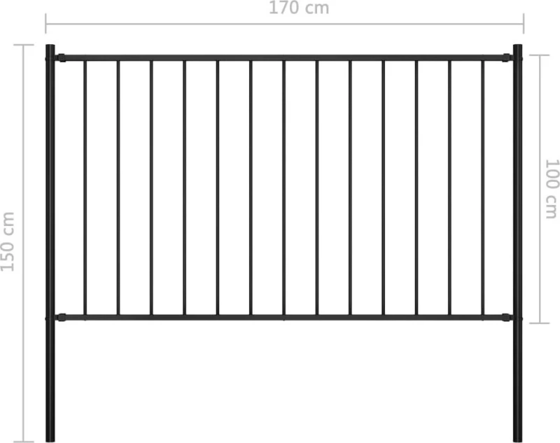 vidaXL Πάνελ Περίφραξης Μαύρο 100x170cm 145210