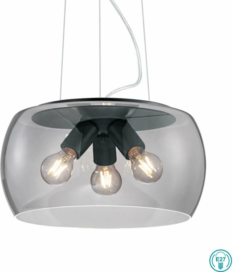 Trio Lighting Κρεμαστό Φωτιστικό Μοντέρνο Τρίφωτο Μαύρο