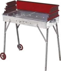 Biofan Ψησταριά Κάρβουνου 79x46cm Γαλβανιζέ Με Κόκκινη Πλάτη Και Ρόδες Α
