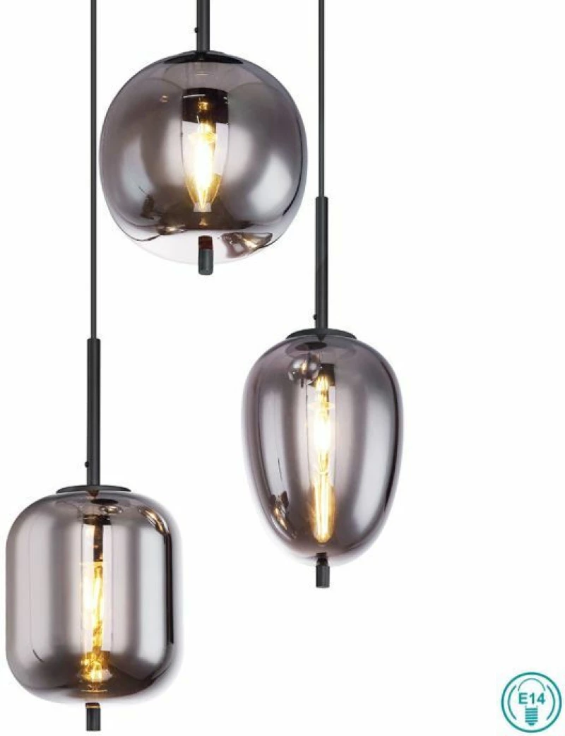 Globo Lighting Blacky Κρεμαστό Φωτιστικό Μοντέρνο Τρίφωτο Μαύρο