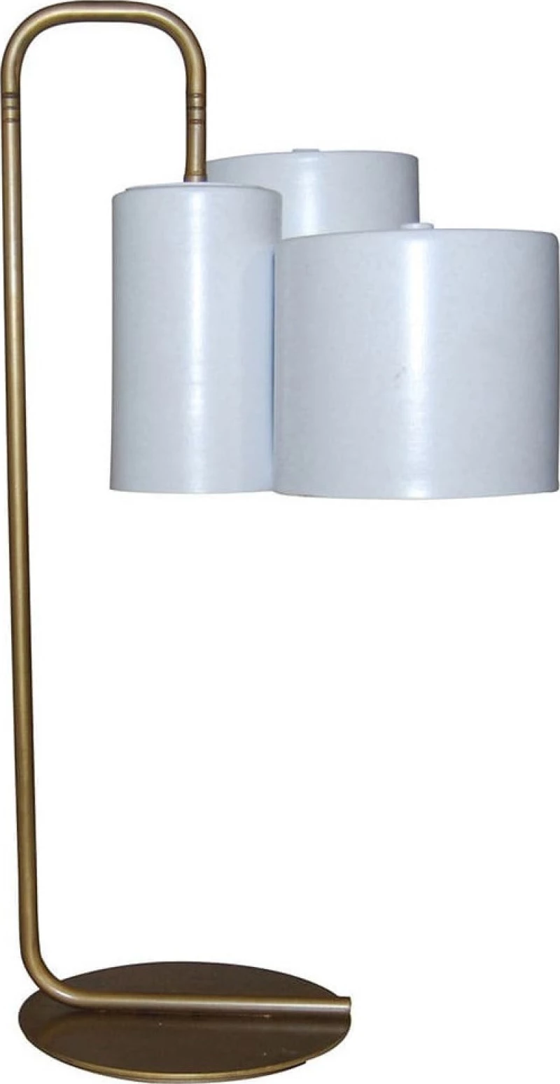 Home Lighting Brody Πορτατίφ με Λευκό Καπέλο και Καφέ Βάση