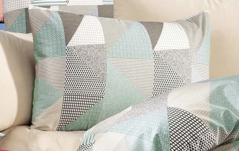 Dimcol Σετ Σεντόνια Υπέρδιπλα 220x240 Geometrical 330 Green / Beige