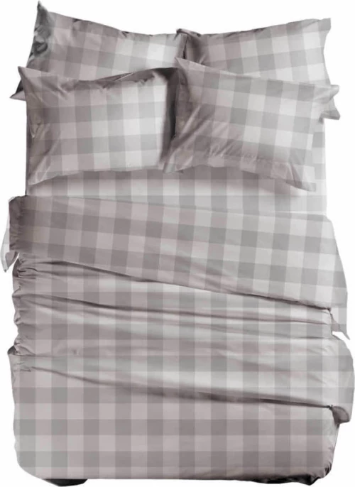 Nef-Nef Σεντόνι Μονό 170x270 Basic Plaid Light Grey