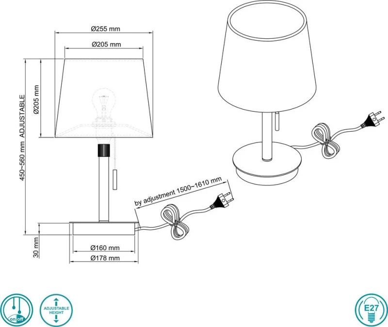 Trio Lighting Lyon Πορτατίφ με Μπεζ Καπέλο και Χρυσή Βάση