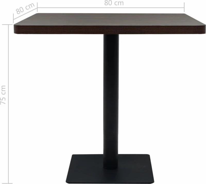 Τραπέζι Bistro Τετράγωνο Σκούρο Σταχτί 80x80x75 εκ. MDF/Ατσάλι