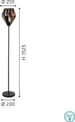Eglo Carlton 1 Φωτιστικό Δαπέδου Μαύρο με Ύψος 152.5cm