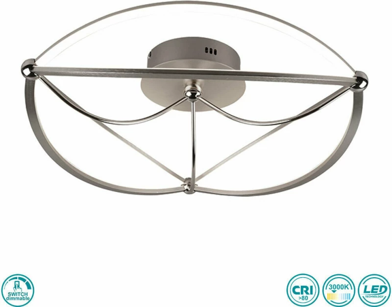 Trio Lighting Charivari Πλαφονιέρα Οροφής Ασημί από Μέταλλο Νίκελ Ματ