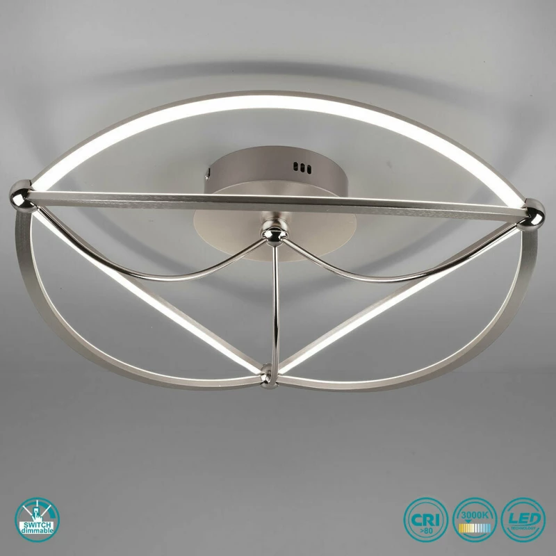 Trio Lighting Charivari Πλαφονιέρα Οροφής Ασημί από Μέταλλο Νίκελ Ματ