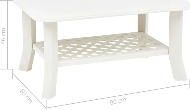 Τραπεζάκι Σαλονιού Λευκό 90 x 60 x 46 εκ. Πλαστικό