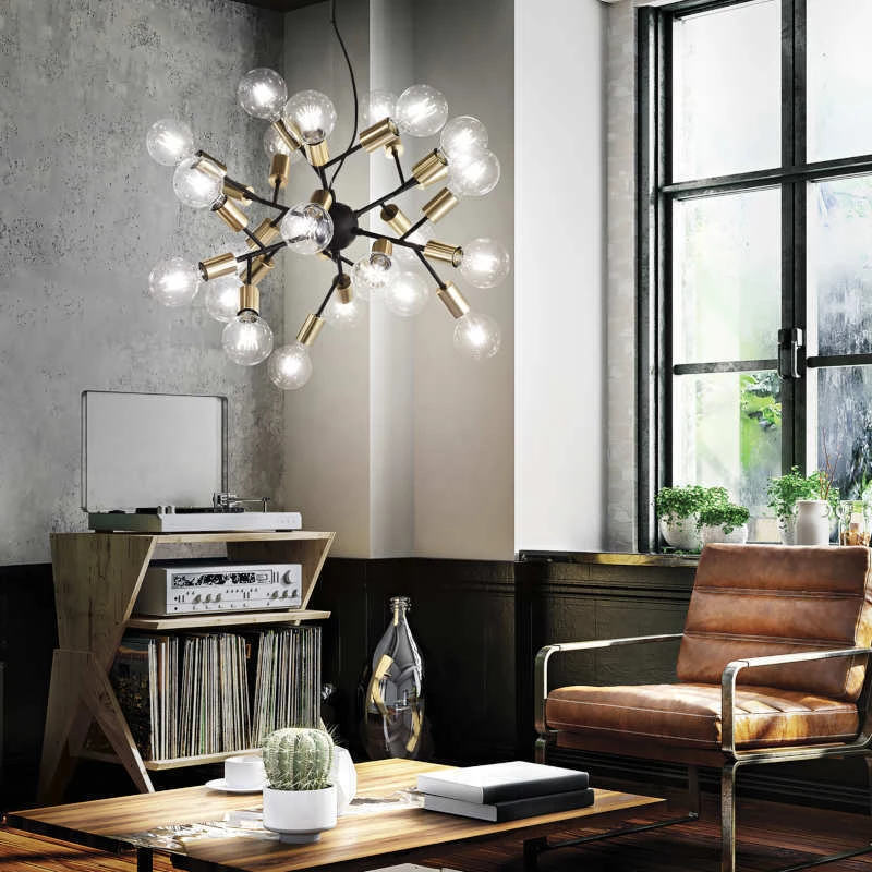 Ideal Lux Spark Κρεμαστό Φωτιστικό Μοντέρνο Πολύφωτο Μαύρο
